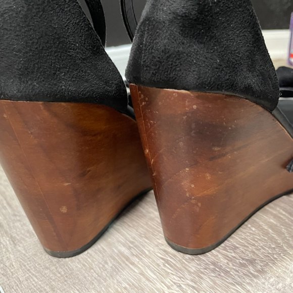 TORRIF Black Knot Bow Wood Womens Platforms - Picture 10 of 11